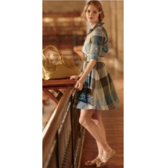 Anthropologie Blue and Green Plaid Dress - Picture 2 of 7